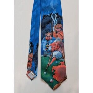 Ralph Marlin Pigs Playing Pool 1994 Novelty Tie